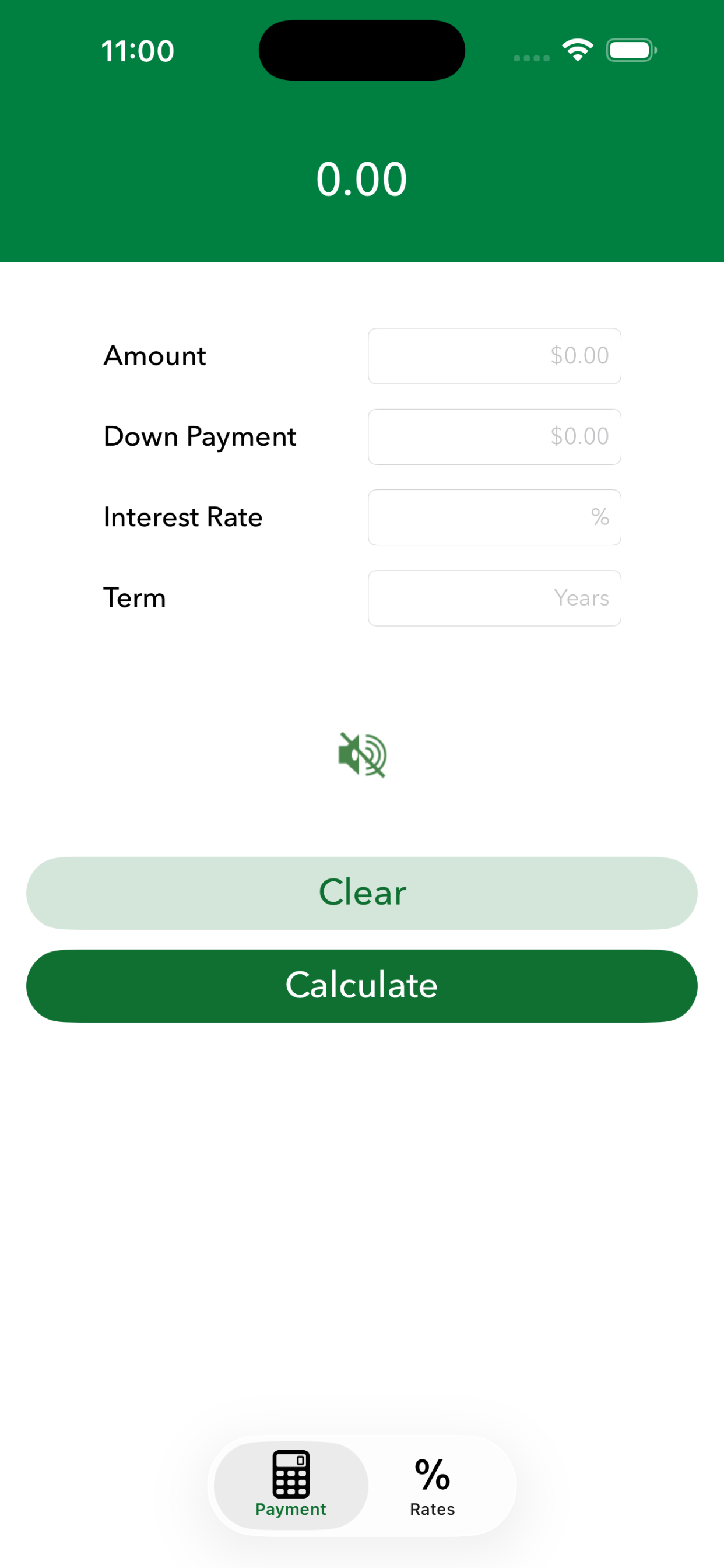 Amortized main entry screen